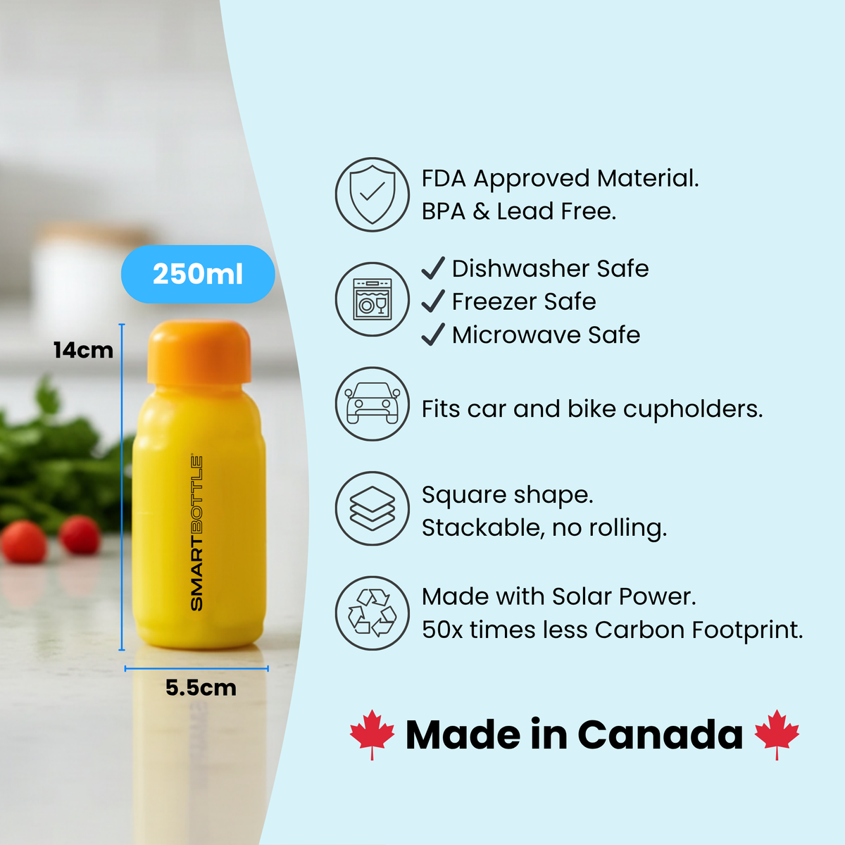 Small Reusable Water Bottle 250ml / 8oz 3-Pack | Made in Canada ...