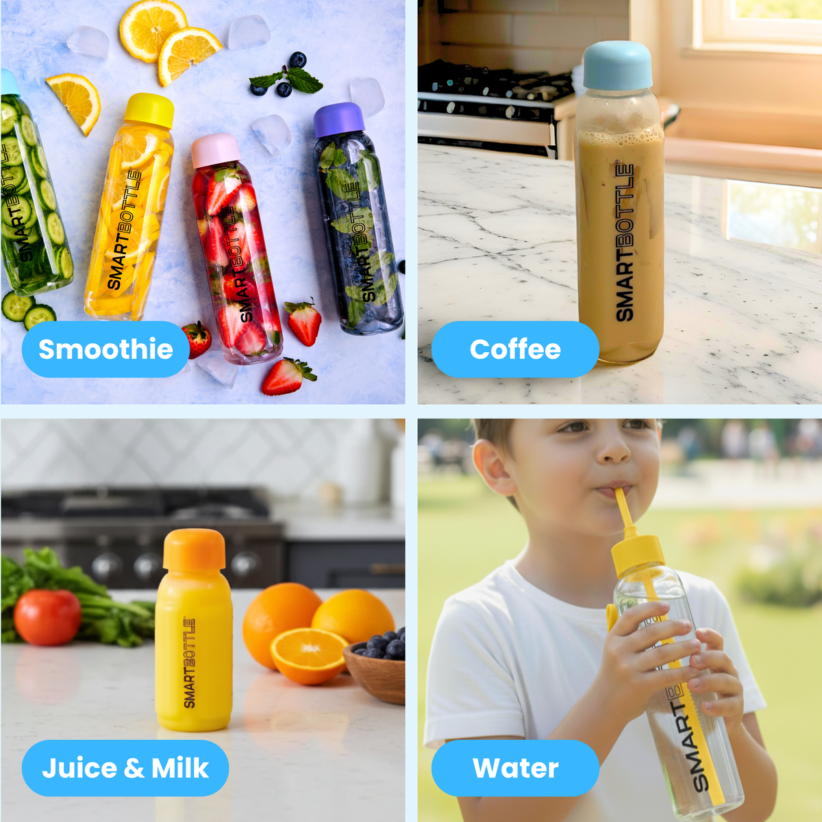 Mini Reusable Water Bottle 250ml / 8oz 6-Pack| Smartbottle Classic
